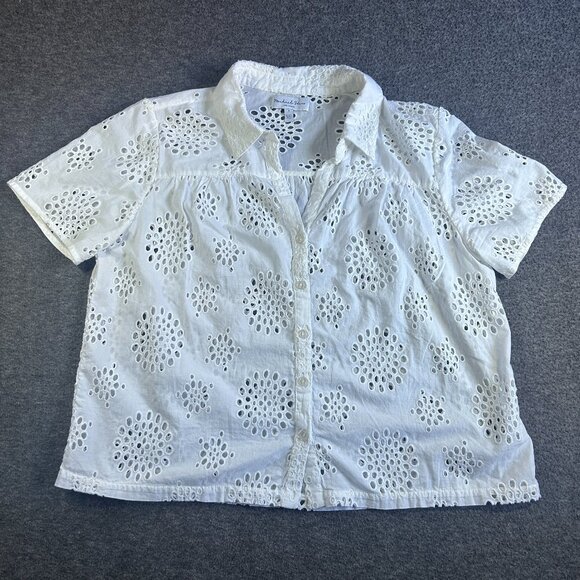 Michael Stars Tops - Michael Stars white eyelet button front Top Summer Sz M cottagecore